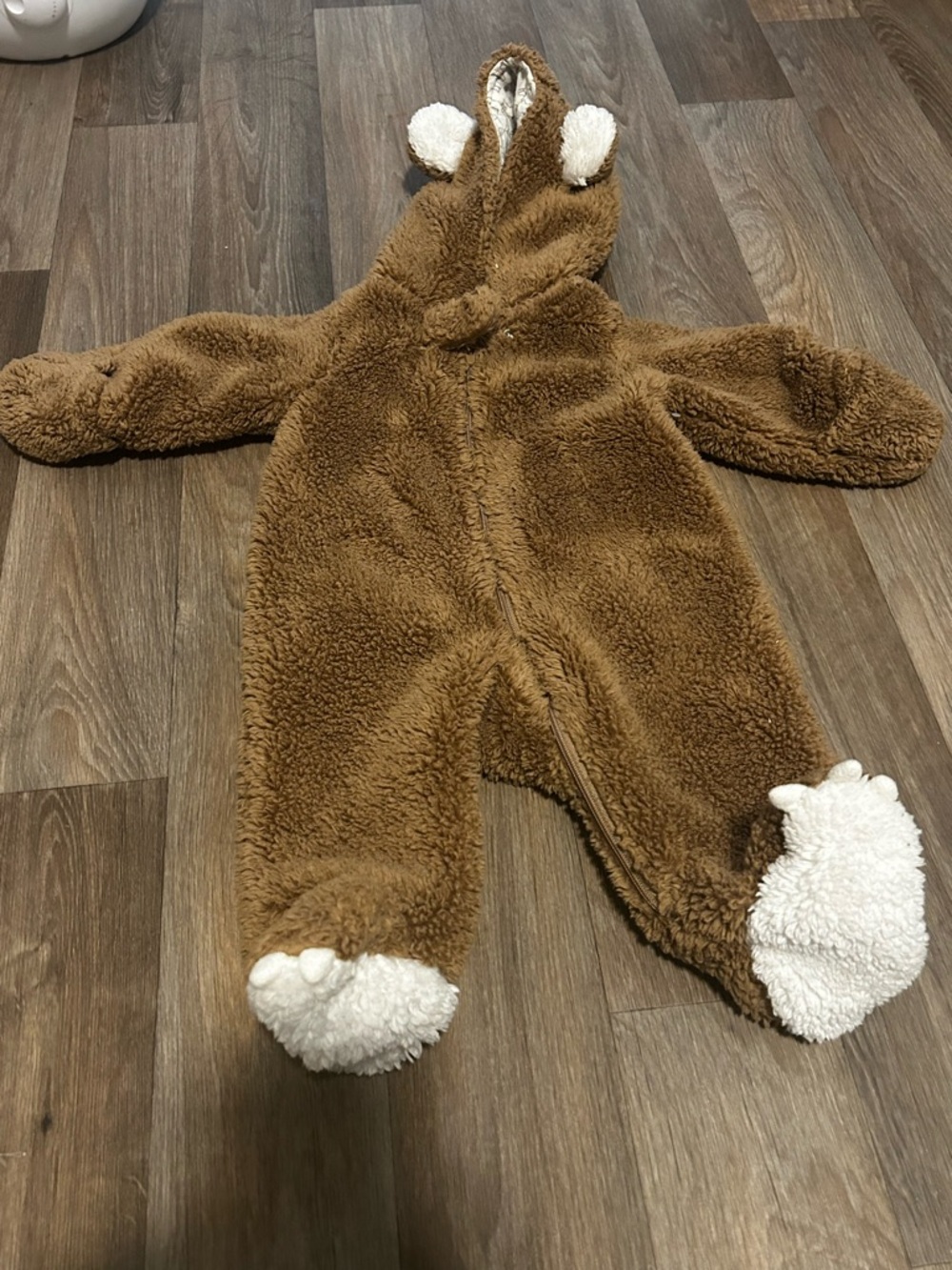Plush Brown Bear Footed One-Piece with Hood- Winter Baby